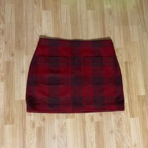 Free Assembly Red Plaid Wool Stamp Skirt